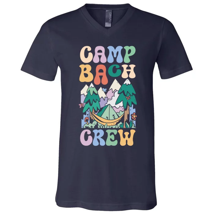 Camping Bridal Party Camp Bachelorette Camp Bach Crew V-Neck T-Shirt