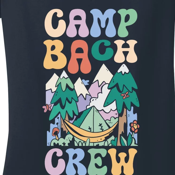 Camping Bridal Party Camp Bachelorette Camp Bach Crew Women's V-Neck T-Shirt