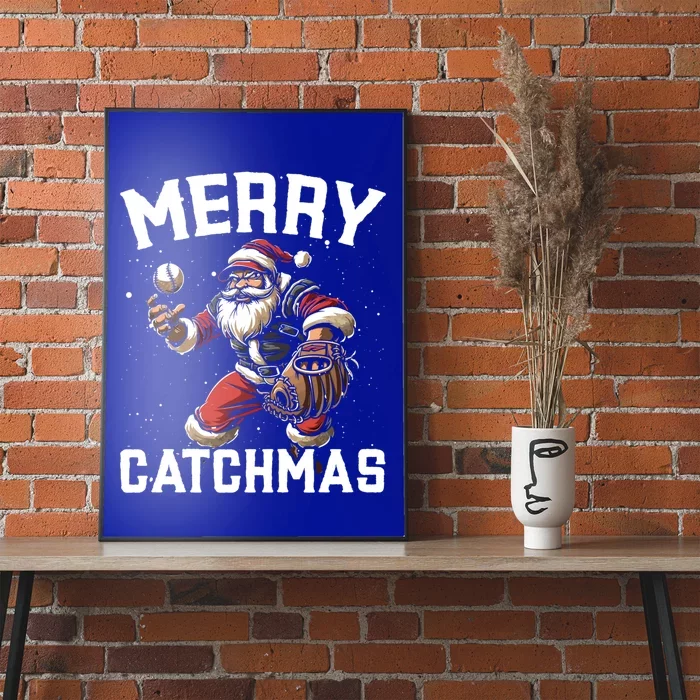 Christmas Baseball Player Xmas Catcher Pitcher Santa Claus Gift Poster