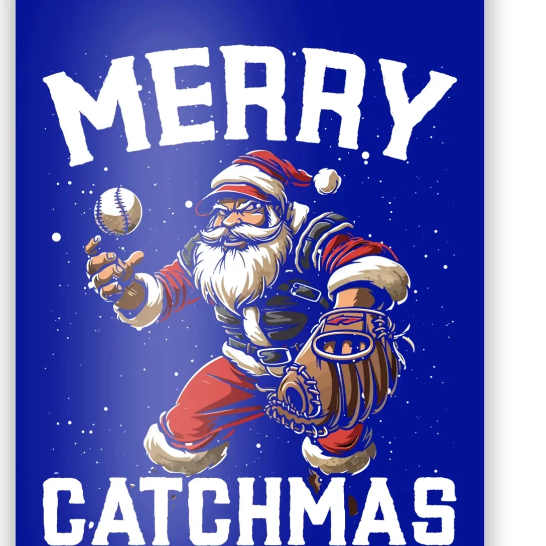 Christmas Baseball Player Xmas Catcher Pitcher Santa Claus Gift Poster