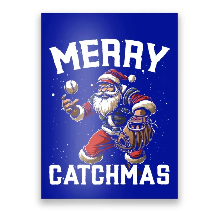 Christmas Baseball Player Xmas Catcher Pitcher Santa Claus Gift Poster