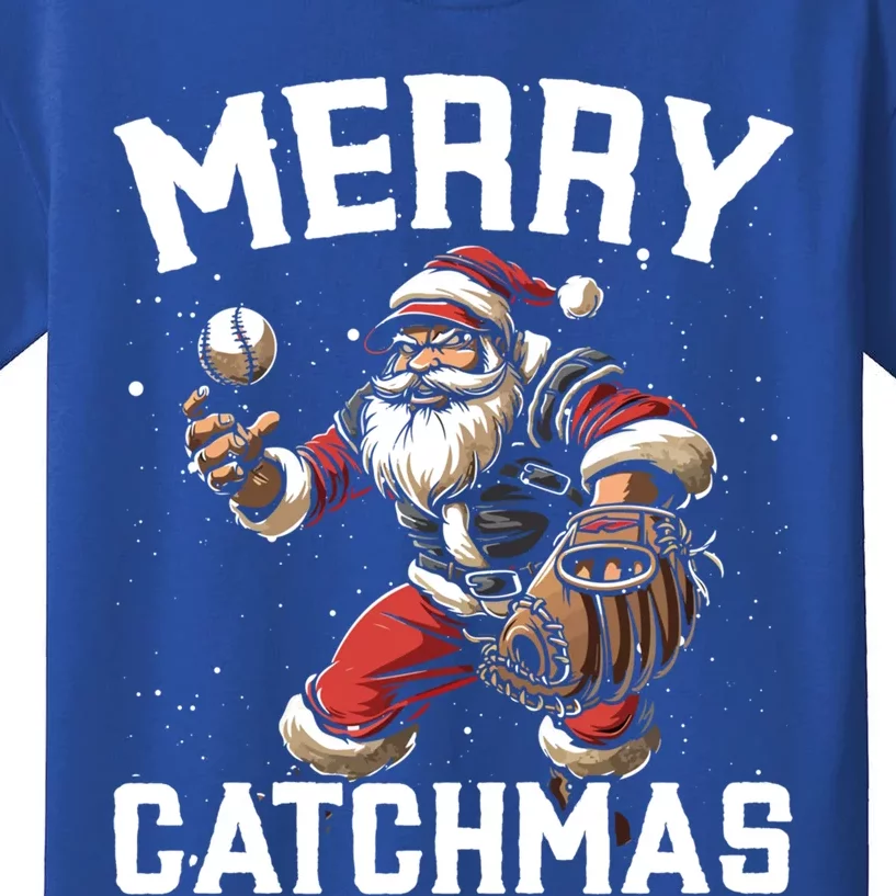 Christmas Baseball Player Xmas Catcher Pitcher Santa Claus Gift Kids T-Shirt