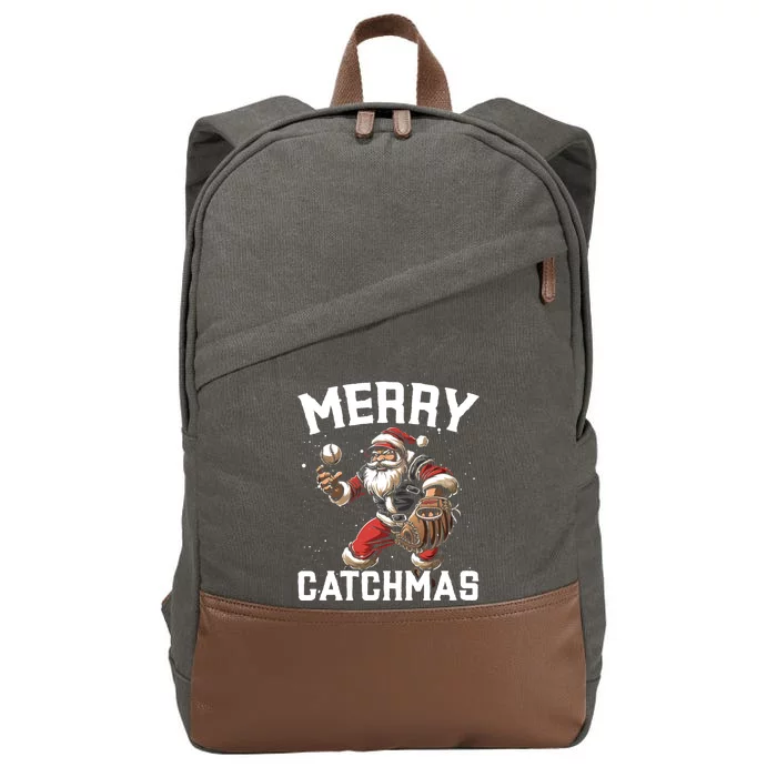 Christmas Baseball Player Xmas Catcher Pitcher Santa Claus Gift Cotton Canvas Backpack