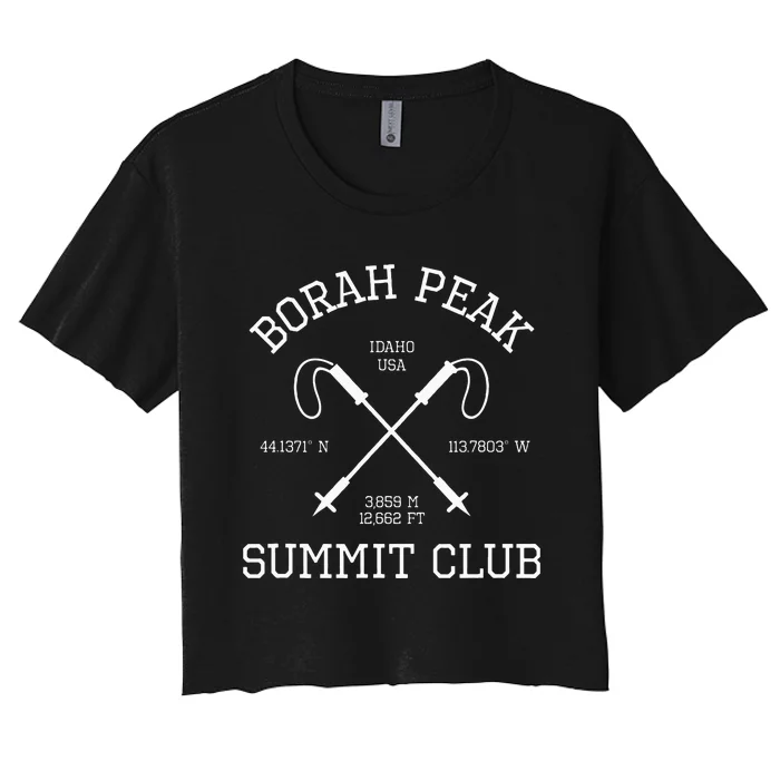 Climbed Borah Peak Summit Club Hike Idaho Usa Hiking Women's Crop Top Tee