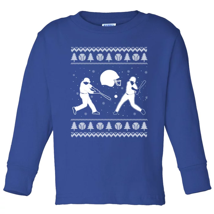 Christmas Baseball Players Ugly Christmas Sports Lover Gift Toddler Long Sleeve Shirt