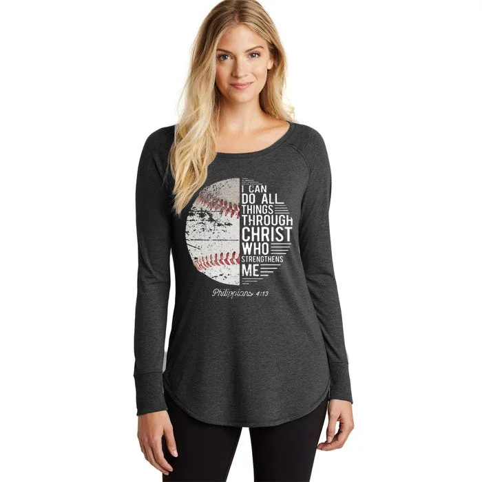 Christian Baseball Philippians Religious Gifts Women's Perfect Tri Tunic Long Sleeve Shirt