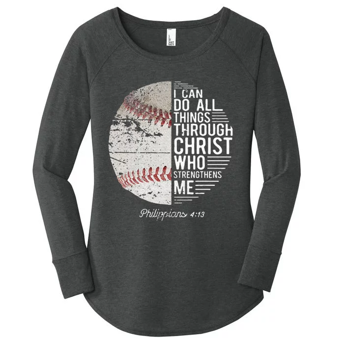 Christian Baseball Philippians Religious Gifts Women's Perfect Tri Tunic Long Sleeve Shirt