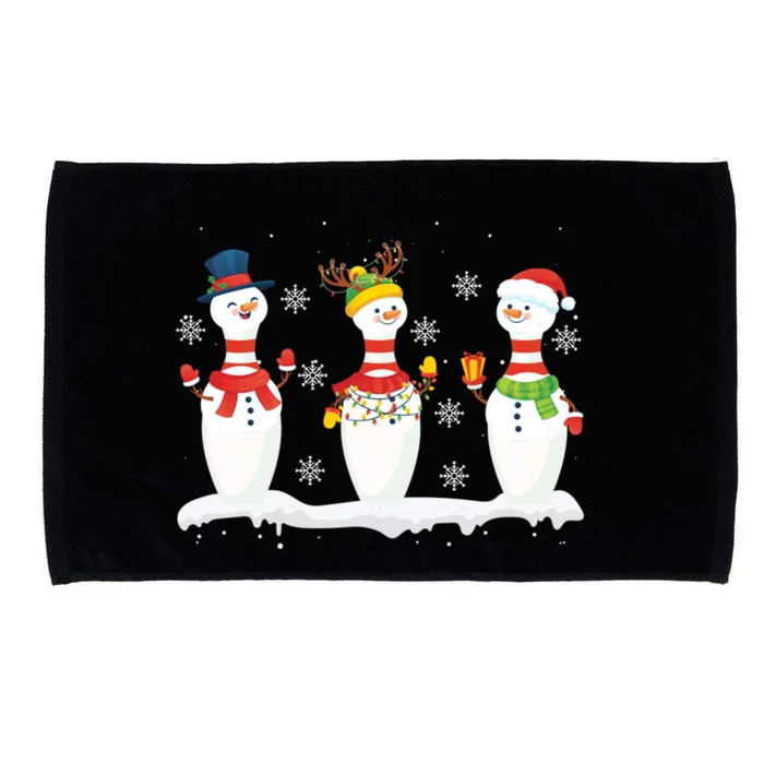 Christmas Bowling Pins Santa Reindeer Bowling Team Xmas Funny Gift Microfiber Hand Towel