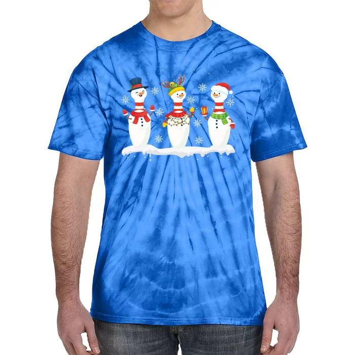 Christmas Bowling Pins Santa Reindeer Bowling Team Xmas Funny Gift Tie-Dye T-Shirt