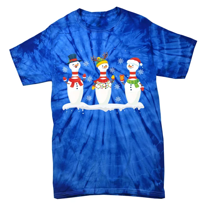 Christmas Bowling Pins Santa Reindeer Bowling Team Xmas Funny Gift Tie-Dye T-Shirt