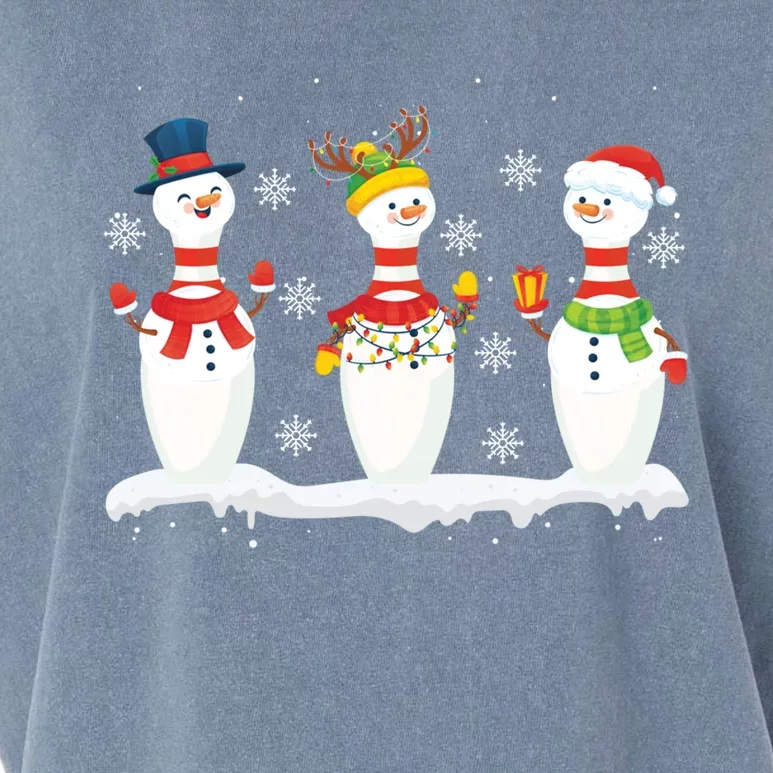 Christmas Bowling Pins Santa Reindeer Bowling Team Xmas Funny Gift Garment-Dyed Women's Muscle Tee