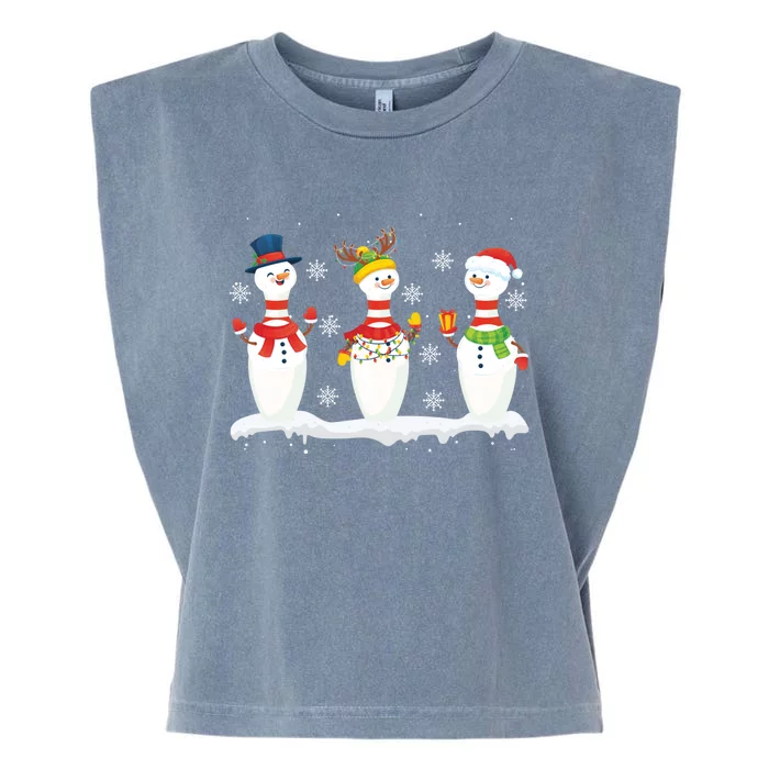 Christmas Bowling Pins Santa Reindeer Bowling Team Xmas Funny Gift Garment-Dyed Women's Muscle Tee