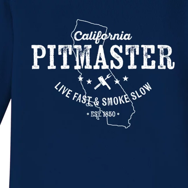 California Bbq Pitmaster For Meat Smoking Grilling Dad Gift Baby Long Sleeve Bodysuit