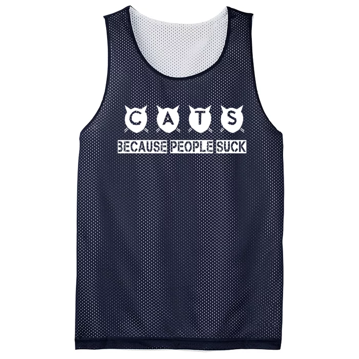 Cats Because People Sucks Mesh Reversible Basketball Jersey Tank