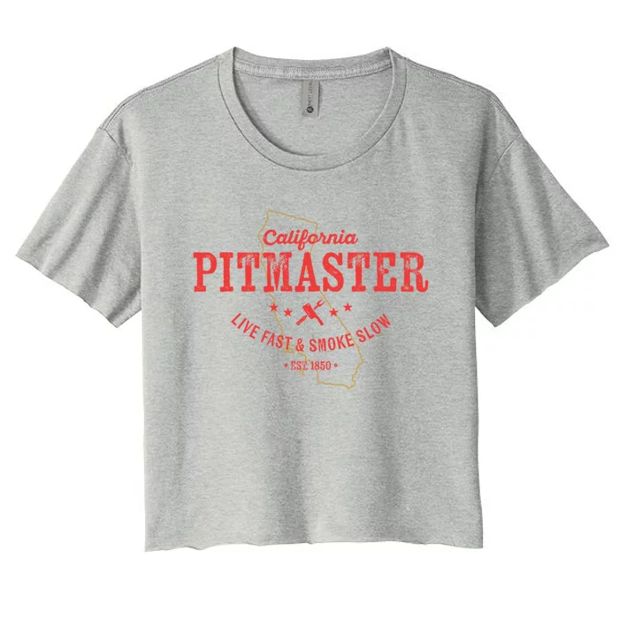 California Bbq Pitmaster For Meat Smoking Grilling Dad Gift Women's Crop Top Tee