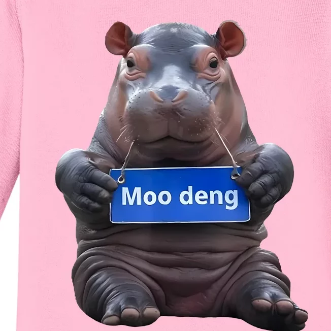 Cute Baby Pygmy Hippo Moo Deng Baby Long Sleeve Bodysuit