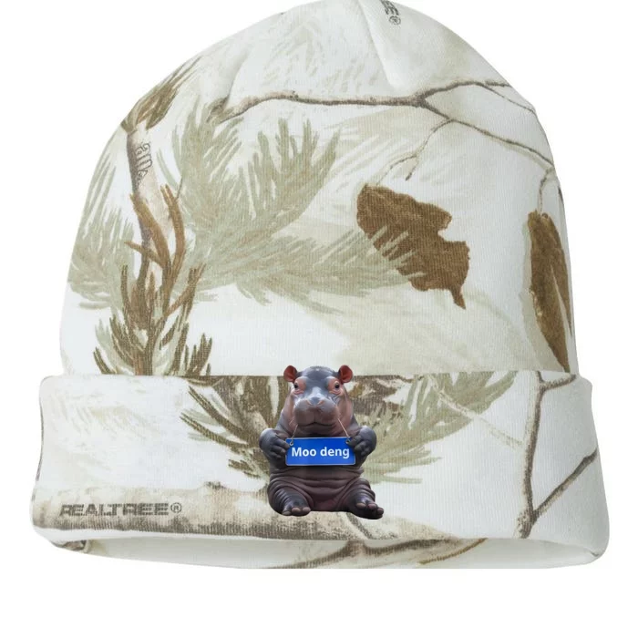 Cute Baby Pygmy Hippo Moo Deng Kati - 12in Camo Beanie