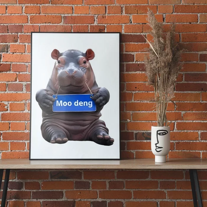 Cute Baby Pygmy Hippo Moo Deng Poster