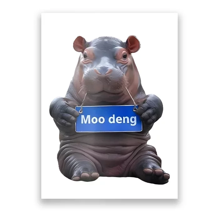 Cute Baby Pygmy Hippo Moo Deng Poster