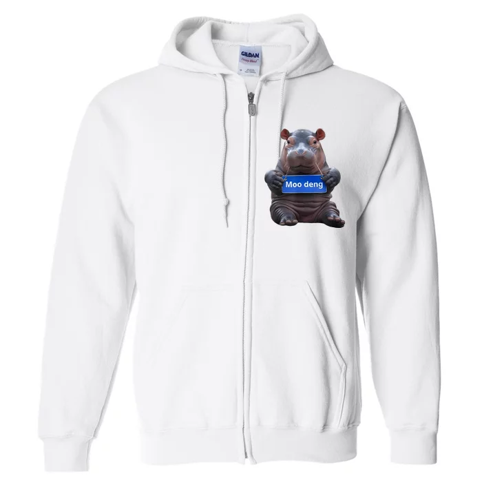 Cute Baby Pygmy Hippo Moo Deng Full Zip Hoodie