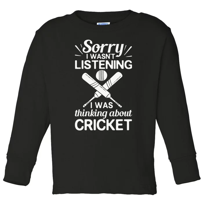 Cricket Bat Player Coach Ball Team Cricketer Wicket Toddler Long Sleeve Shirt