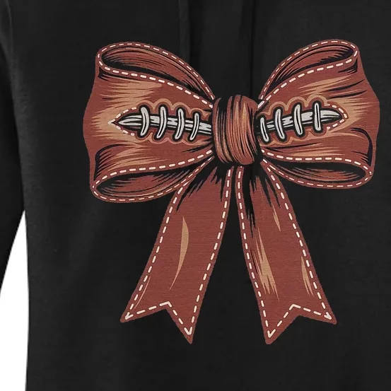 Coquette Bow Pumpkin American Football Autumn Thanksgiving Women's Pullover Hoodie