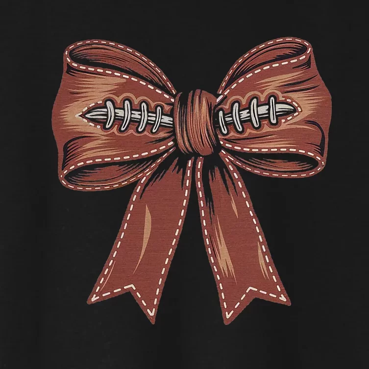 Coquette Bow Pumpkin American Football Autumn Thanksgiving Women's Crop Top Tee