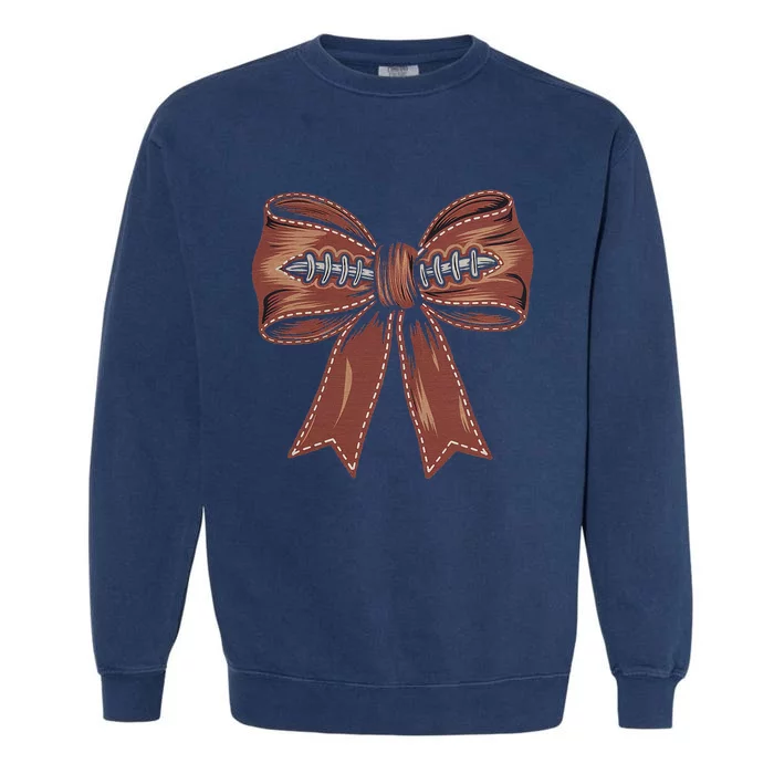 Coquette Bow Pumpkin American Football Autumn Thanksgiving Garment-Dyed Sweatshirt