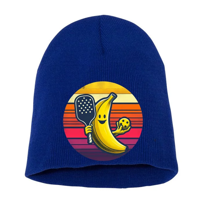 Cute Banana Playing Pickleball Funny Player Paddleball Cute Gift Short Acrylic Beanie