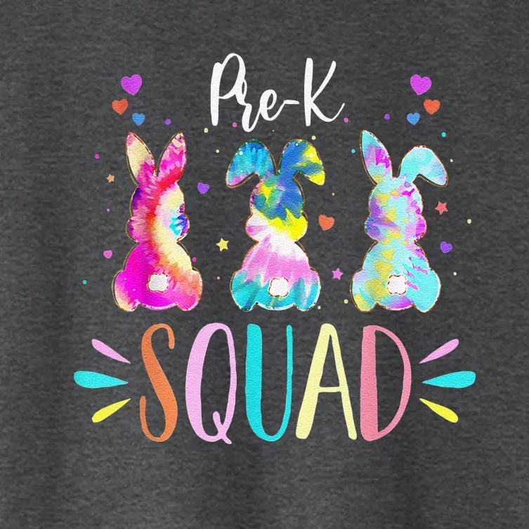 Cute Bunnies Prek Teacher Squad Easter Day Tie Dye Women's Crop Top Tee