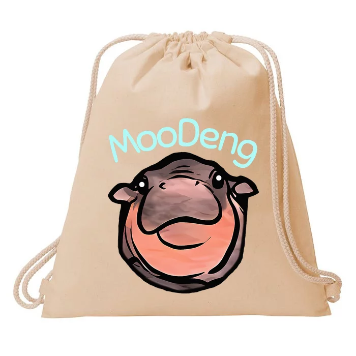 Cute Baby Pygmy Hippo Moodeng Drawstring Bag