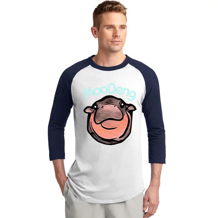 Cute Baby Pygmy Hippo Moodeng Baseball Sleeve Shirt