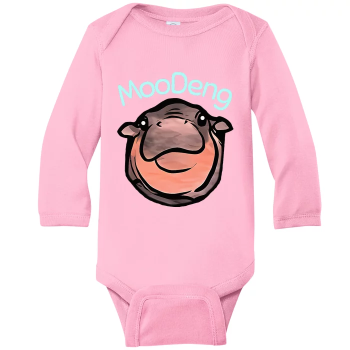 Cute Baby Pygmy Hippo Moodeng Baby Long Sleeve Bodysuit