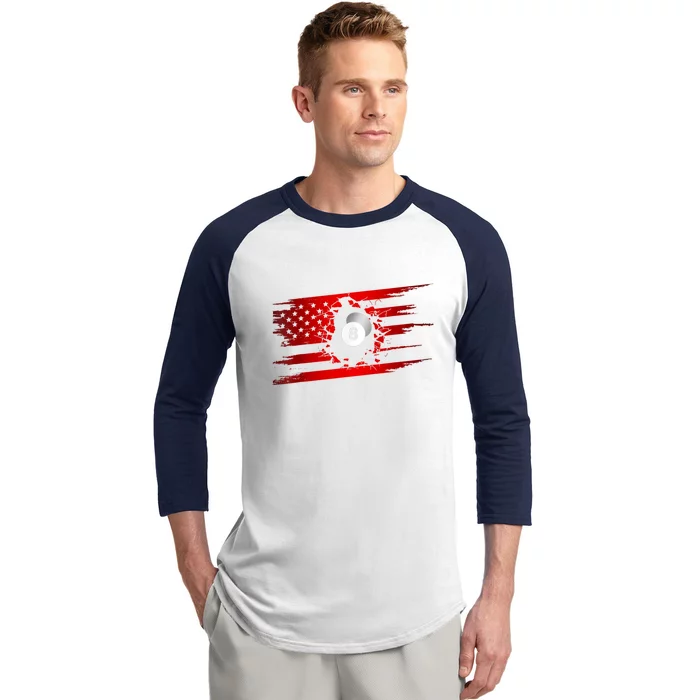 Cute Billiards Player American Flag Billiards Best Gift Baseball Sleeve Shirt