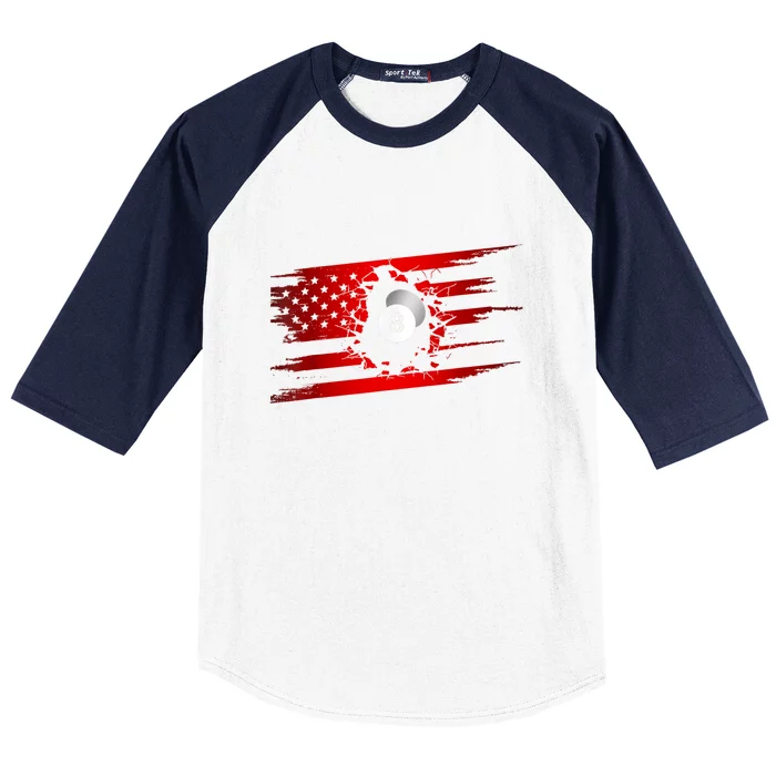 Cute Billiards Player American Flag Billiards Best Gift Baseball Sleeve Shirt