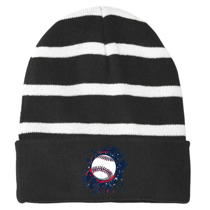 Cool Baseball Player And Fan Gift Striped Beanie with Solid Band