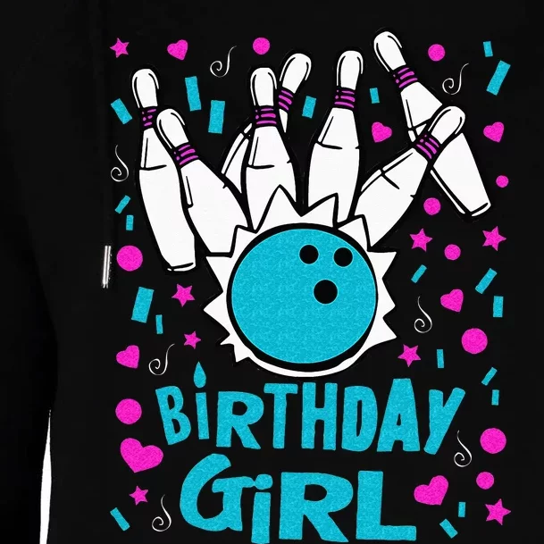 Cute Bowling Party Birthday Girl Pins Bowler Gift Womens Funnel Neck Pullover Hood