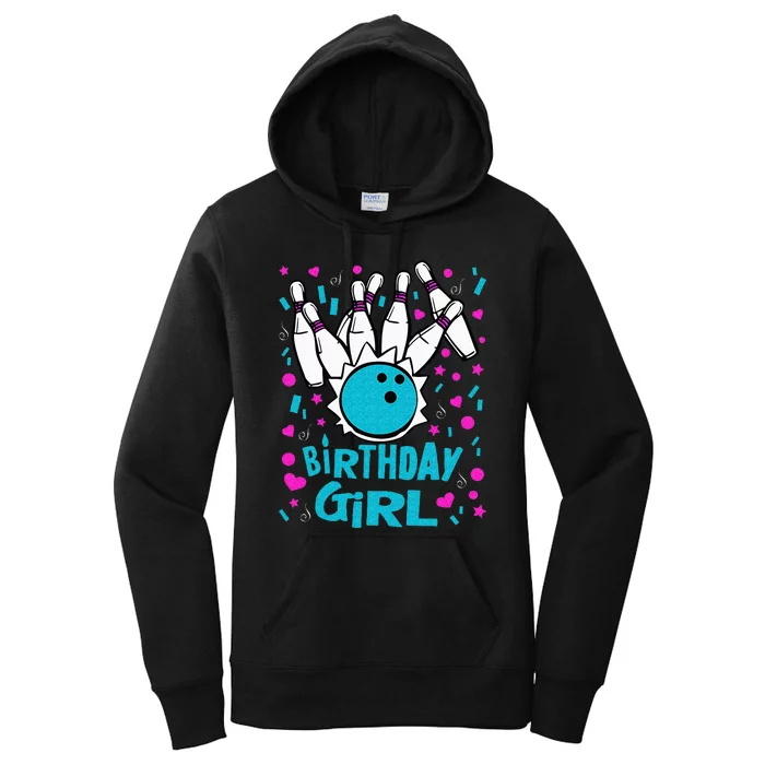 Cute Bowling Party Birthday Girl Pins Bowler Gift Women's Pullover Hoodie