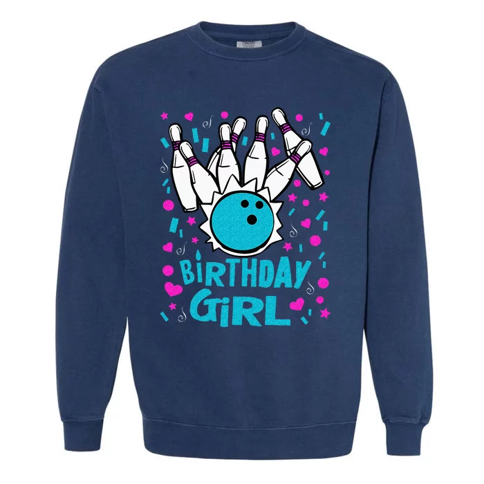 Cute Bowling Party Birthday Girl Pins Bowler Gift Garment-Dyed Sweatshirt