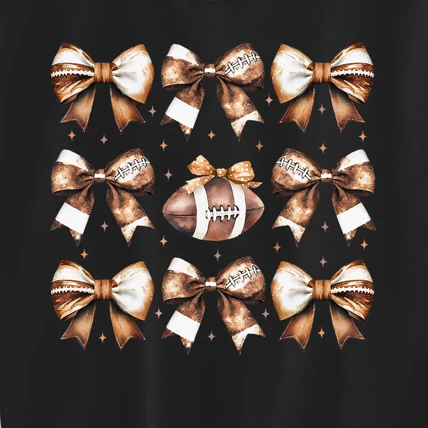 Coquette Bow Pumpkin American Football Thanksgiving Autumn Kids Sweatshirt