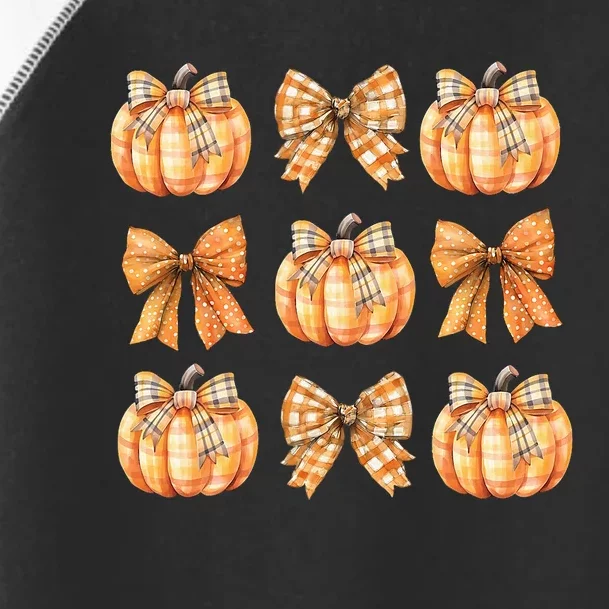 Coquette Bow Pumpkin Season Thanksgiving Autumn Fall Leaves Toddler Fine Jersey T-Shirt