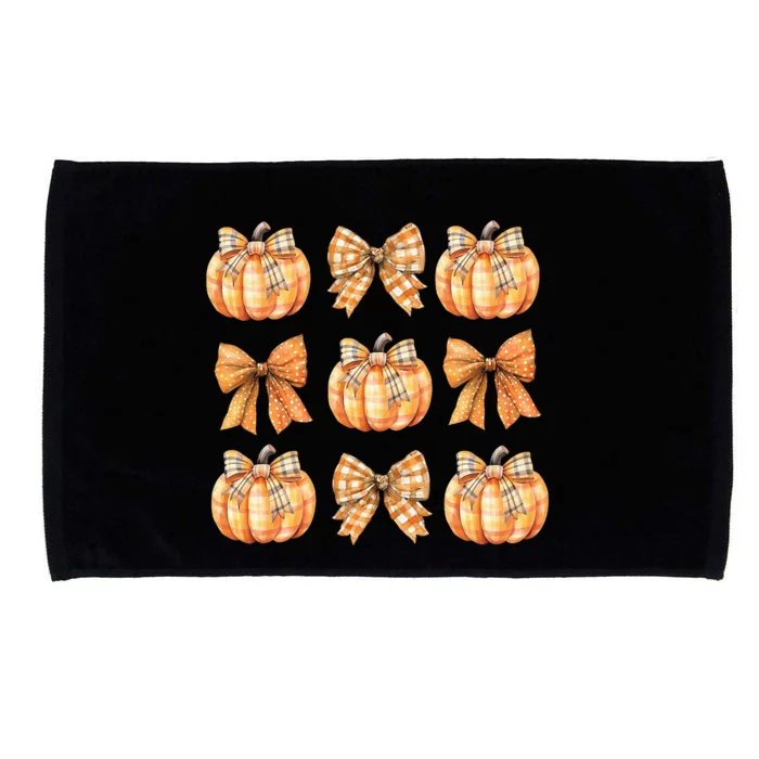 Coquette Bow Pumpkin Season Thanksgiving Autumn Fall Leaves Microfiber Hand Towel