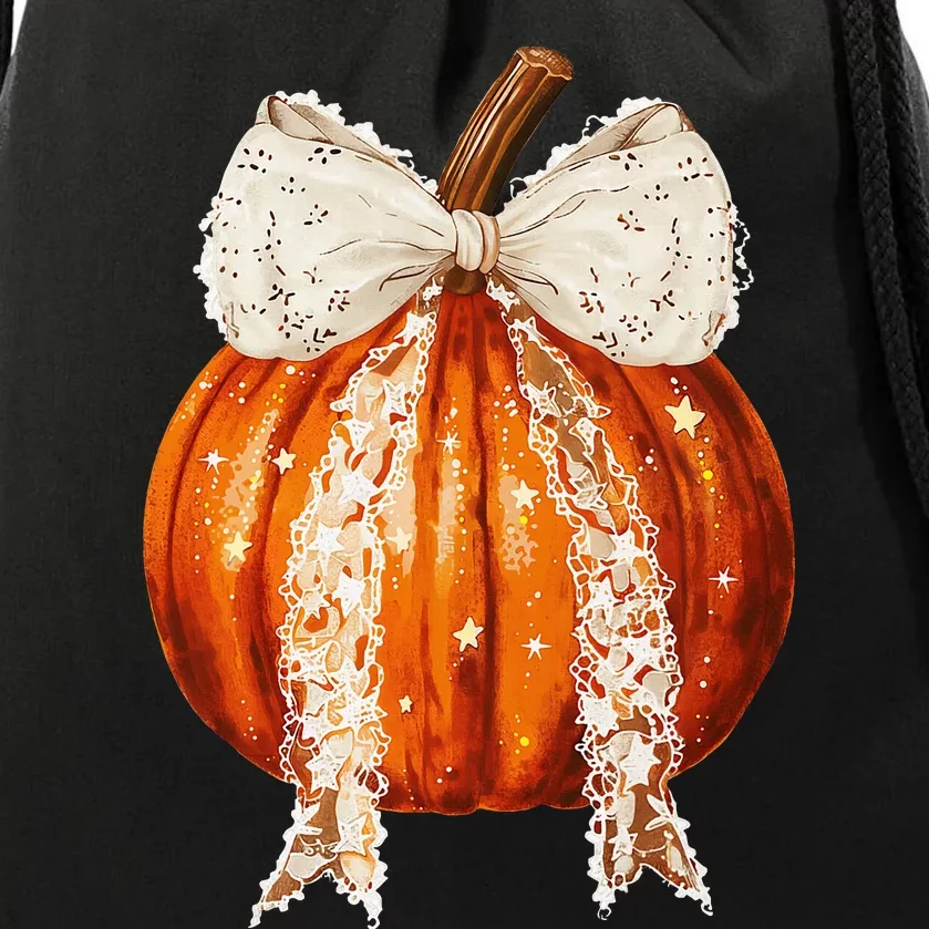 Coquette Bow Pumpkin Season Autumn Fall YAll Thanksgiving Drawstring Bag