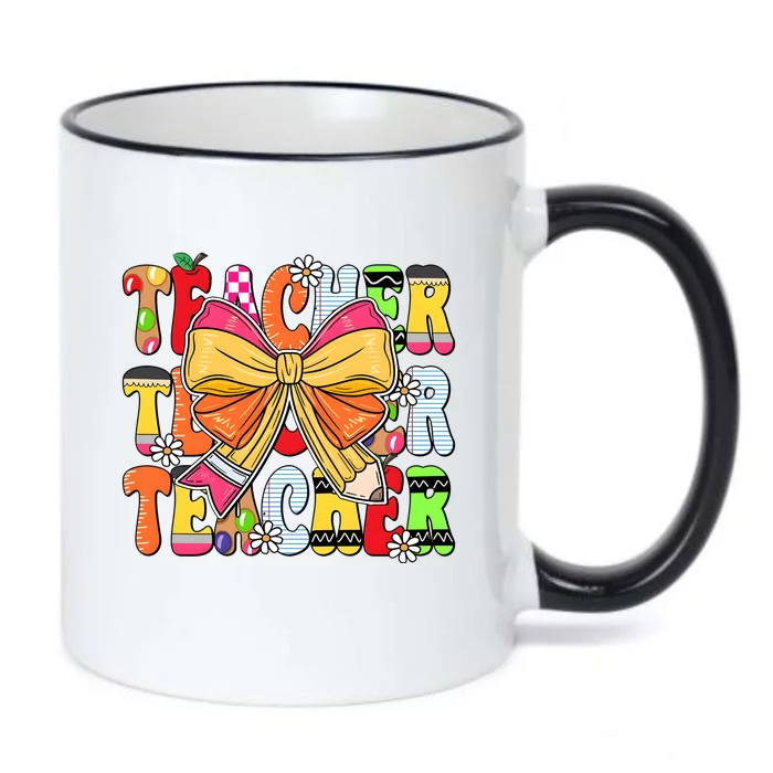 Coquette Bow Pencil Teacher Life Black Color Changing Mug