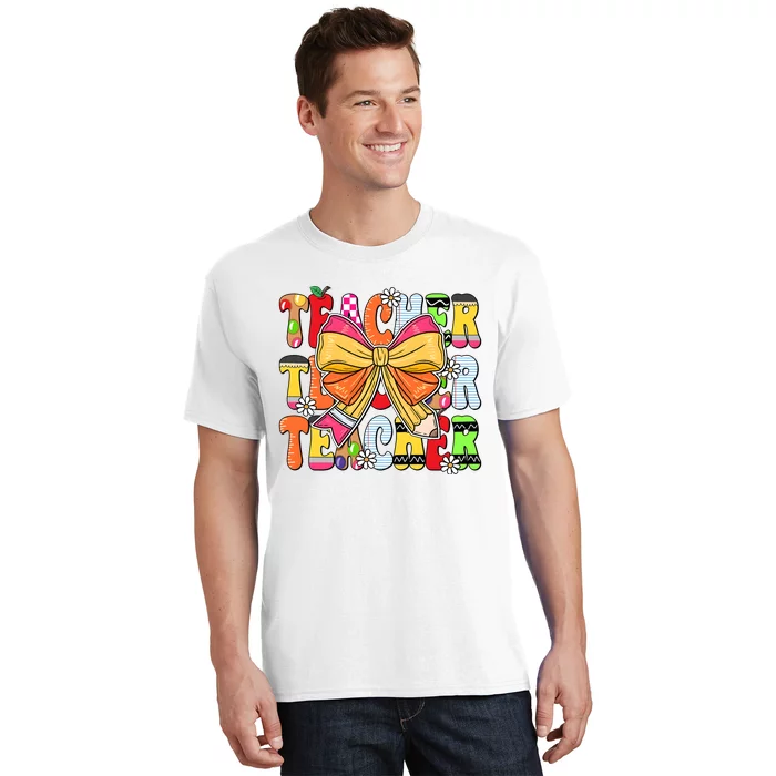 Coquette Bow Pencil Teacher Life T-Shirt