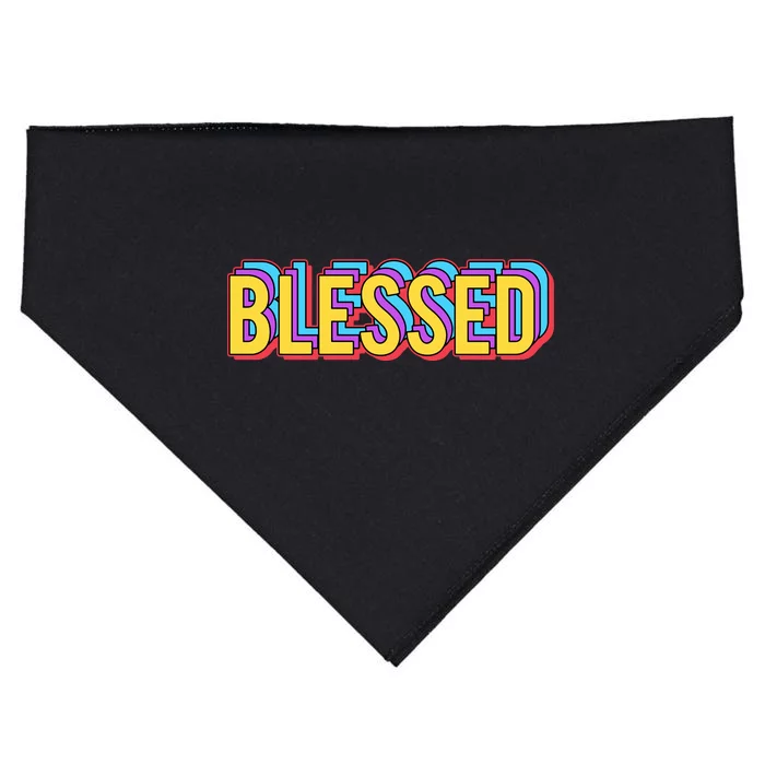 Colorful Blessed Quote Gift USA-Made Doggie Bandana