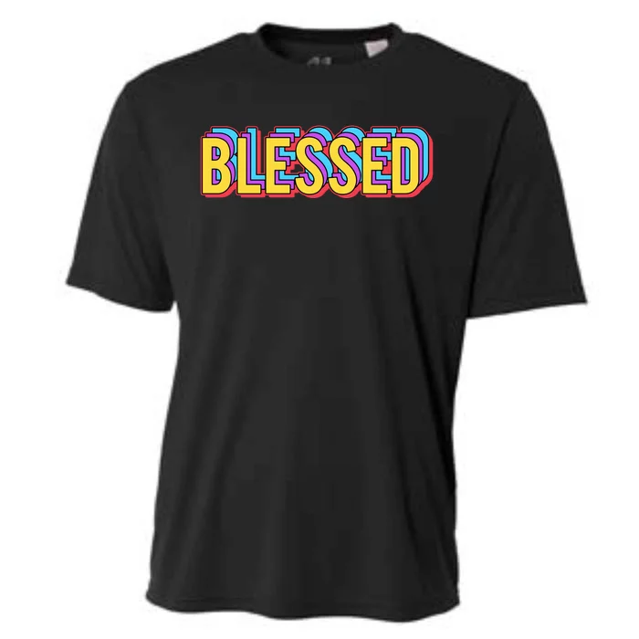 Colorful Blessed Quote Gift Cooling Performance Crew T-Shirt