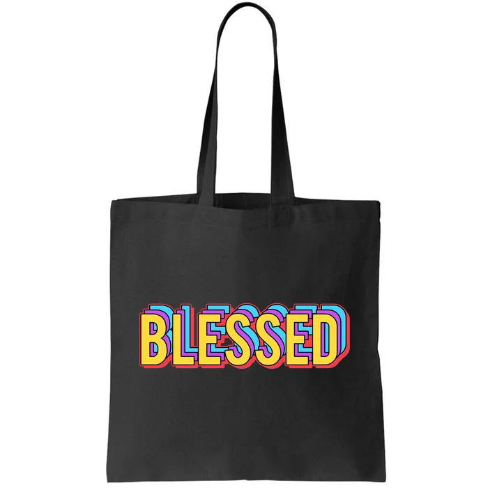 Colorful Blessed Quote Gift Tote Bag