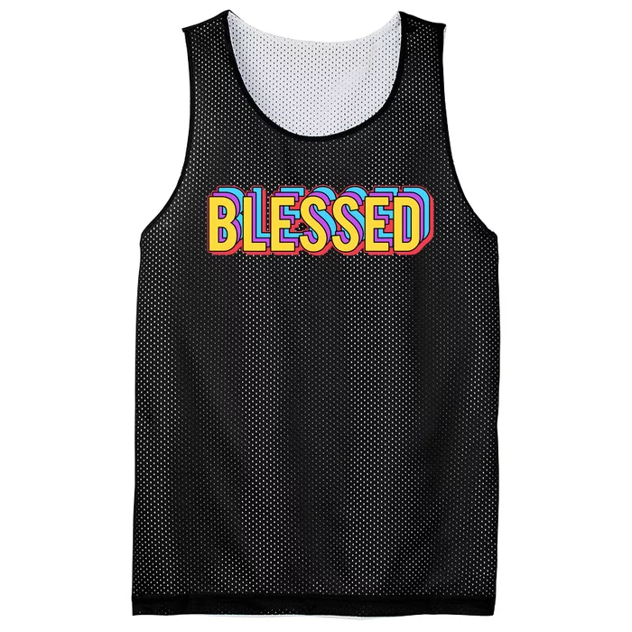 Colorful Blessed Quote Gift Mesh Reversible Basketball Jersey Tank