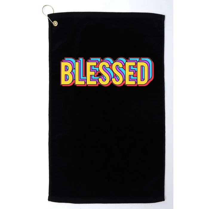 Colorful Blessed Quote Gift Platinum Collection Golf Towel